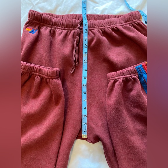 Aviator Nation Burgundy Joggers with Rainbow 5  Stripes XXL - Picture 8 of 15